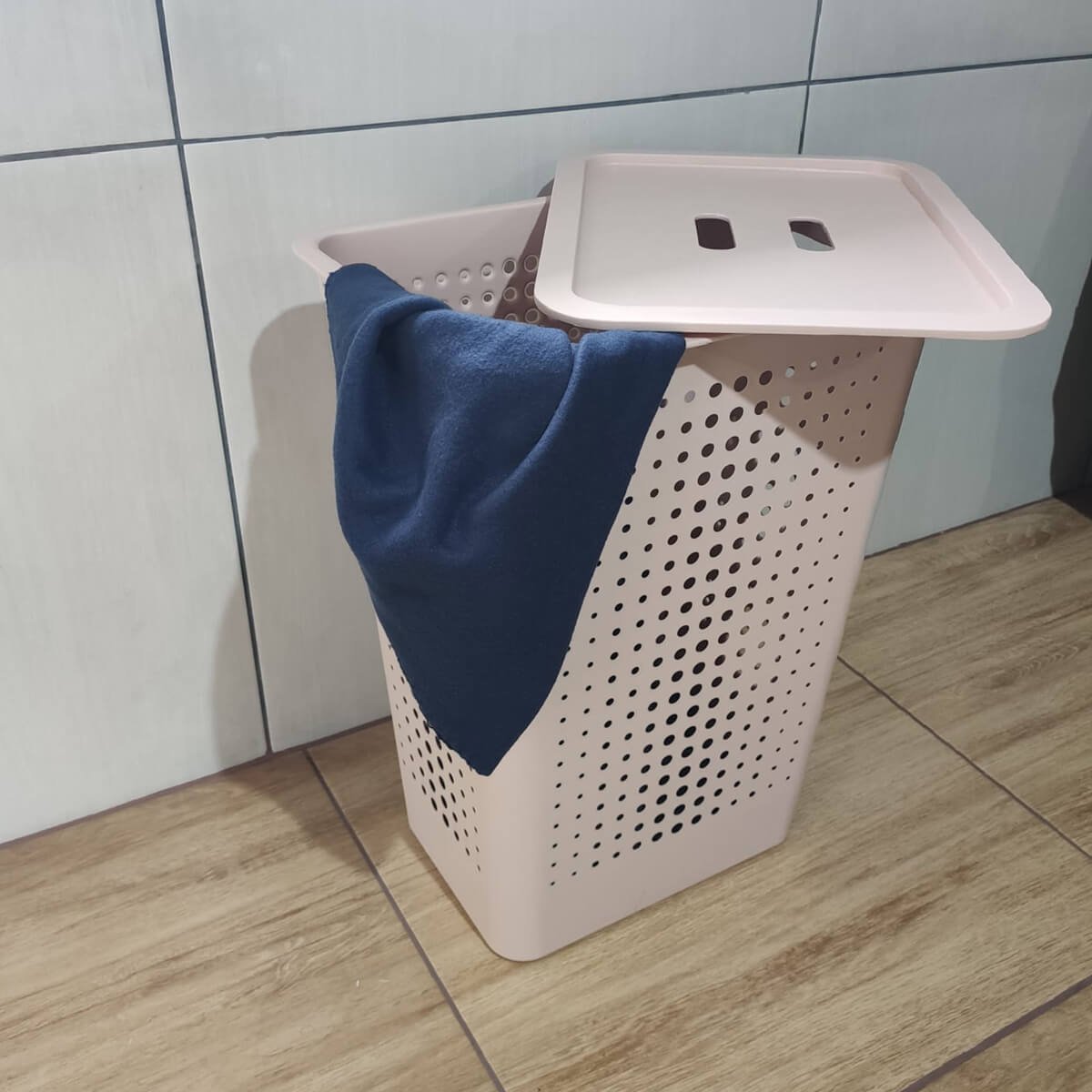 Cesto de Roupa Suja 47L Rosa Duna com Tampa para Banheiro Lavanderia Ou ...