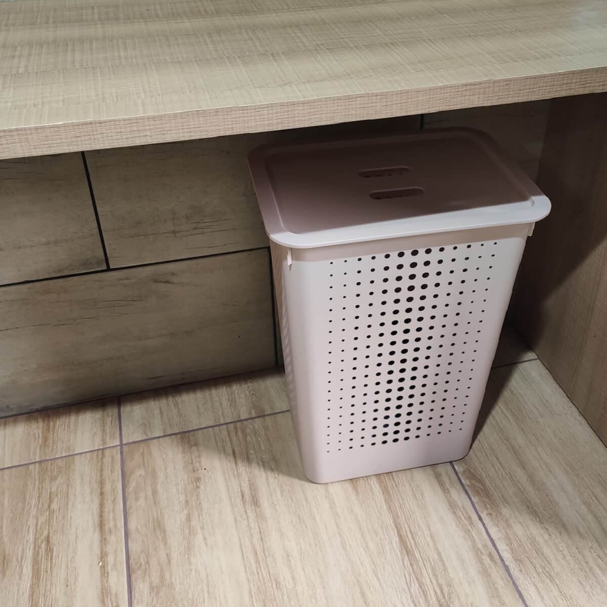 Cesto de Roupa Suja 47L Rosa Duna com Tampa para Banheiro Lavanderia Ou ...