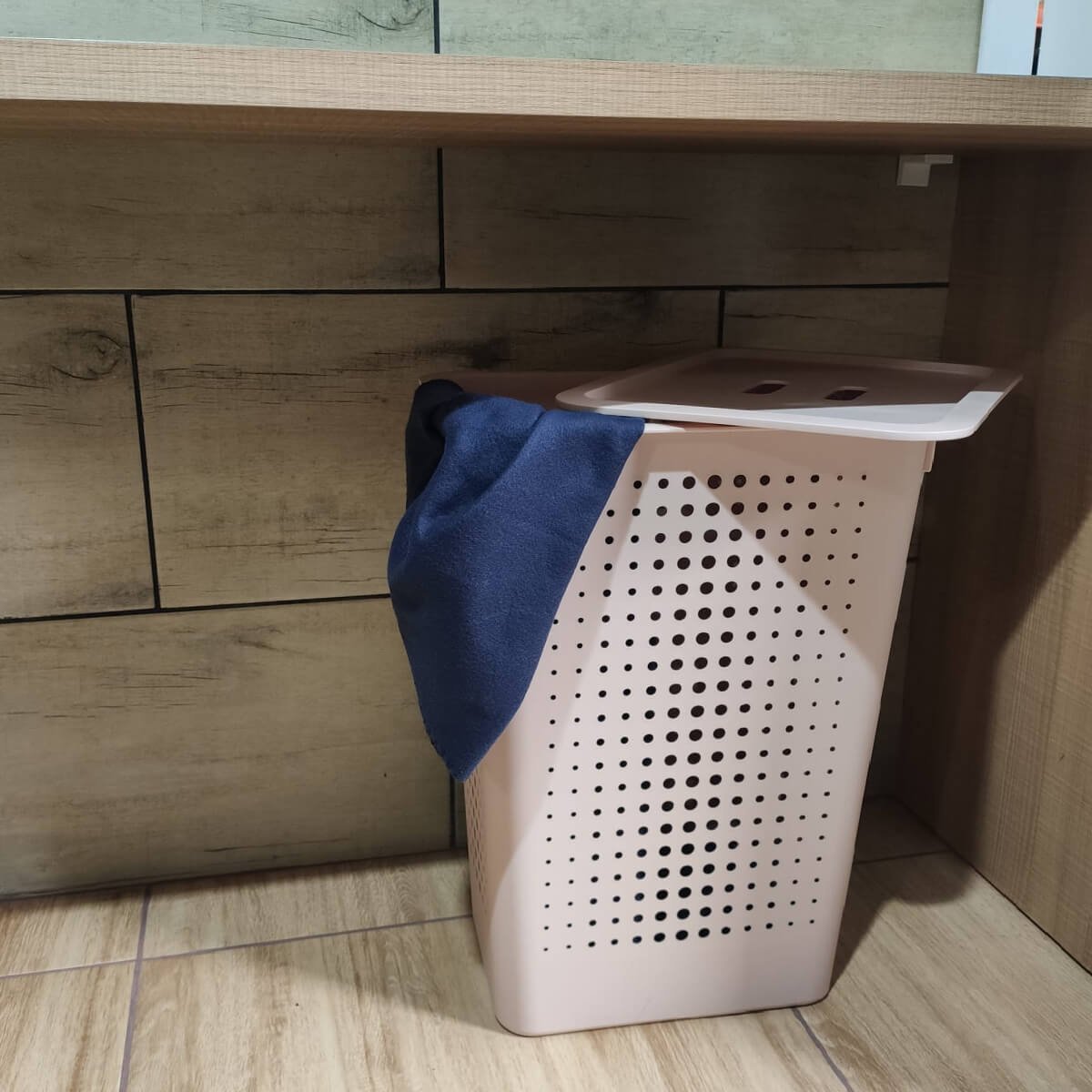 Cesto de Roupa Suja 47L Rosa Duna com Tampa para Banheiro Lavanderia Ou ...