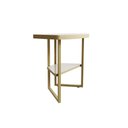 Ver imagem 1 de Kit 2 Mesas Laterais Lile com Tampo Mdf 25mm e Pés de Ferro para Sala e Quarto Off White/dourado