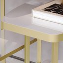 Ver imagem 6 de Kit 2 Mesas Laterais Lile com Tampo Mdf 25mm e Pés de Ferro para Sala e Quarto Off White/dourado
