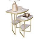Ver imagem 3 de Kit 2 Mesas Laterais Lile com Tampo Mdf 25mm e Pés de Ferro para Sala e Quarto Off White/dourado