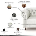 Ver imagem 3 de Sofá Living Sala de Estar Stanford Chesterfield 2 Lugares 220cm Pés de Madeira Couro Branco Manchado