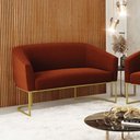 Ver imagem 2 de Sofá Namoradeira 2 Lugares Base Industrial Dourado Stella Bouclê Terra D03 - D'Rossi
