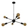 Luminária Pendente Modelo Sputinik 06 Hastes - Moderno Elegante Ideal para Sala, Quarto Preto - 1
