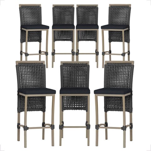 7 Banqueta em Alumínio Roma Fendi Corda Náutica Tecido 12