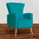Ver imagem 2 de Poltrona Decorativa Melinda Pés Palito Tecido Suede Várias Cores - Qlare Estofados - Suede Turquesa
