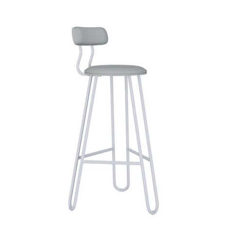 Conjunto 4 Banquetas Alta Ginger com Encosto Courino Saturno Off White