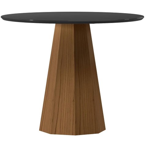 Mesa de Jantar Isis 100x100 cm com Vidro Cinamomo Preto - New Ceval