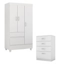 Ver imagem 1 de Cômoda Astral e Guarda Roupa Solteiro Wind Branco Flex - Demóbile