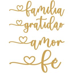 15 kits Escrita 8cm - Cru- MDF- Amor,Familia,Fé e Gratidão - 1
