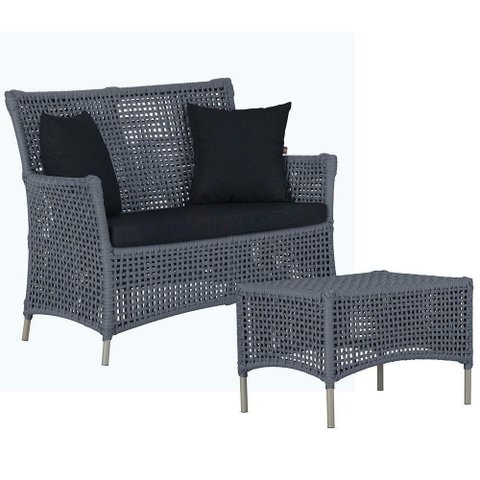 Sofá e Mesa Igapó 2 Lugares Varanda Jardim Aluminio Piscina Prata