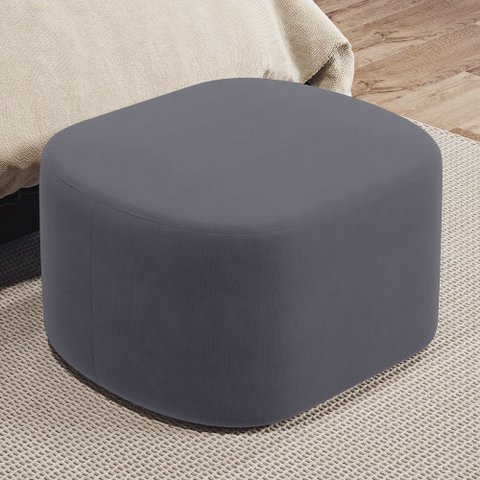 Puff Decorativo Orgânico para Living Quarto 70cm Doha W01 Suede Cinza - Lyam Decor