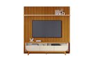 Ver imagem 1 de Home Theater Painel com Bancada para TV 200cm 3 Gavetas Luna MDP Cinamomo/Off White Sala