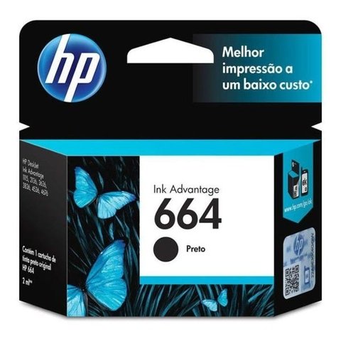 Cartucho HP 664 Preto F6V29AB HP Original 2,0 ML