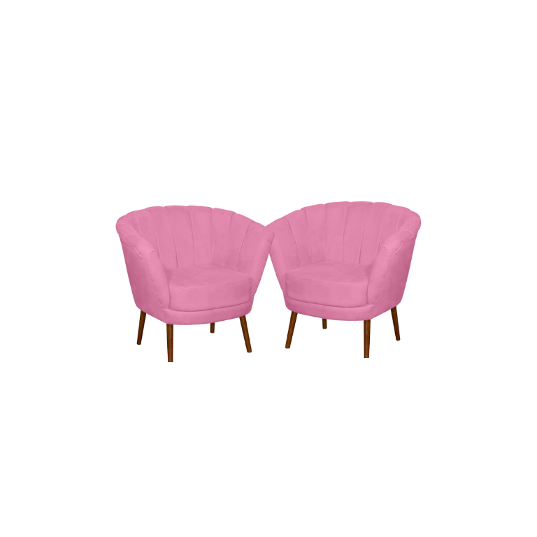Kit 02 Poltrona Pétala Flor Decorativa Suede Rosê
