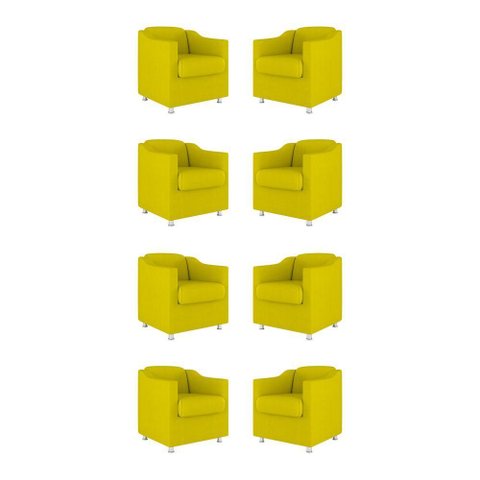 Kit 08 Poltronas Tilla Consultório Recepção Sala Suede Cor:amarelo