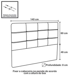 Cabeceira Casal Cama Box 140 cm London Castor - JS Móveis - 4