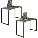 Ver imagem 1 de Kit 2 Mesas para Computador Escrivaninha 120cm Estilo Industrial New Port F02 Castanho - Mpozenato