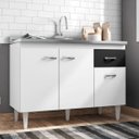 Ver imagem 5 de Balcão Gabinete Gabriela com Pia Inox 120cm 3 Portas Branco/Preto - Ajl Móveis