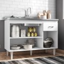 Ver imagem 6 de Balcão Gabinete Gabriela com Pia Inox 120cm 3 Portas Branco/Preto - Ajl Móveis