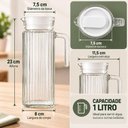 Ver imagem 7 de Jarra de Vidro 1 Litro com Tampa e Alça Garrafa para Água Suco Geladeira Decorada Multiuso