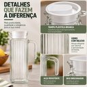 Ver imagem 5 de Jarra de Vidro 1 Litro com Tampa e Alça Garrafa para Água Suco Geladeira Decorada Multiuso