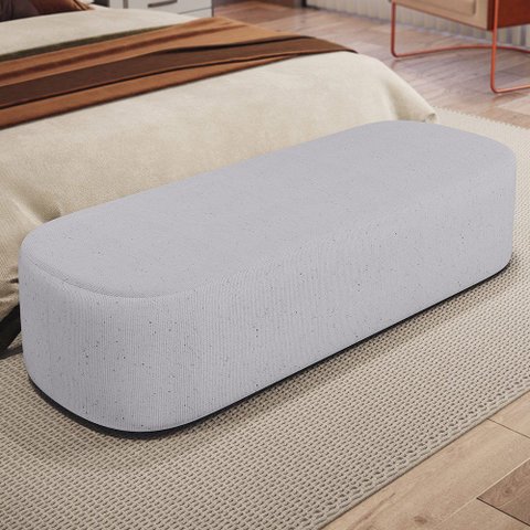 Puff Decorativo Orgânico para Living Quarto 195cm Doha W01 Linho Cinza - Lyam Decor