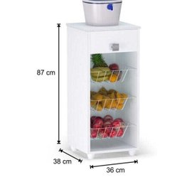 Kit 2 Balcões Fruteira 1 Gaveta Monalisa Branco - Ajl Móveis - 4