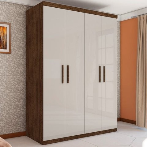 Guarda-Roupa Roupeiro Casal Flórida Quatro Portas Malbec Off-White
