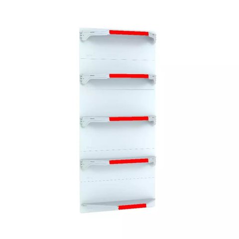 Kit 5 Bandejas para Gondola Canto 170 Fit 40/60 Branco Pe Vermelho
