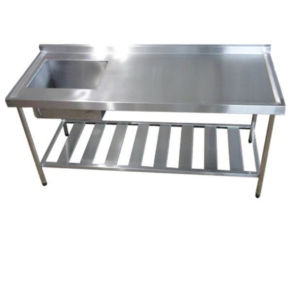 Pia Aço Inox Industrial 160x60x90 cm Cuba Esquerda Nortinox