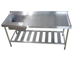 Pia Aço Inox Industrial 160x60x90 cm Cuba Esquerda Nortinox - 1