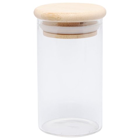 Pote de Vidro Liso com Tampa Bambu Hermético 800ml