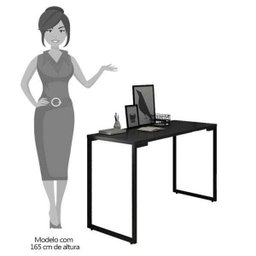 Mesa para Computador Escrivaninha 120cm Estilo Industrial New Port F02 Preto - Mpozenato - 4