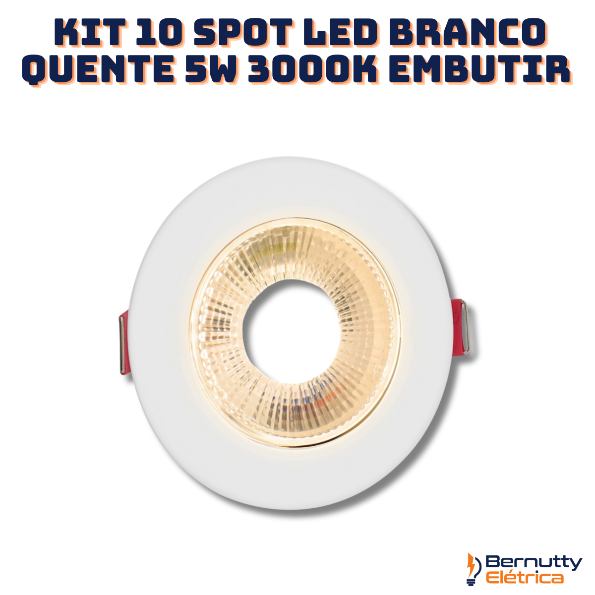 Kit 10 Spot de Led 5w Branco Quente 3000k Redondo Direcionável Bivolt 110v/220v Embutir - 2