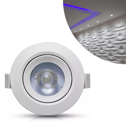 Kit 10 Spot de Led 5w Branco Quente 3000k Redondo Direcionável Bivolt 110v/220v Embutir - 5