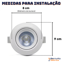 Kit 10 Spot de Led 5w Branco Quente 3000k Redondo Direcionável Bivolt 110v/220v Embutir - 4