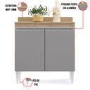 Ver imagem 6 de Kit Armário Aéreo e Balcão de Cozinha Lavanderia 02 Portas Loren Castanho e Cinza com Tampo 80 cm -