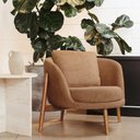 Ver imagem 2 de Poltrona Sala de Estar Austin Base Madeira Castanho Bouclé Terracota - Nexta Casa