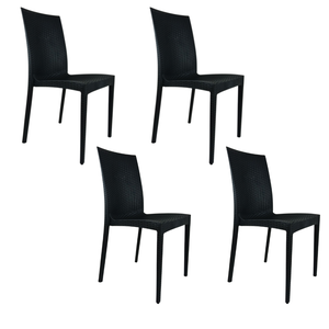 Cadeira Rattan Preta Top Chairs - Kit com 4