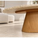 Ver imagem 3 de Mesa de Centro Cone Oval Freijó 120x80cm Mármore Travertino