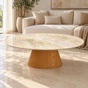 Ver imagem 2 de Mesa de Centro Cone Oval Freijó 120x80cm Mármore Travertino