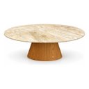 Ver imagem 1 de Mesa de Centro Cone Oval Freijó 120x80cm Mármore Travertino
