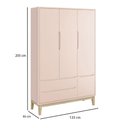 Ver imagem 3 de Quarto de Bebê 3 Portas New Classic Rosa com Pés Madeira Natural e Colchão Gazin - Reller