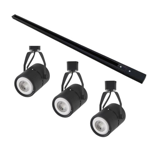 Kit Trilho Eletrificado 1m + 3 Spots Par20 - Nordecor Preto