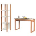 Ver imagem 2 de Mesa Escrivaninha C/ Estante Industrial Dalla Costa 100% Mdf Cor:off White com Freijó