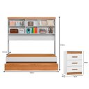Ver imagem 3 de Quarto Infantil Ônix Completo Bicama Solteiro Armário Aéreo 4 Portas Nicho e Cômoda Peternella Móvei