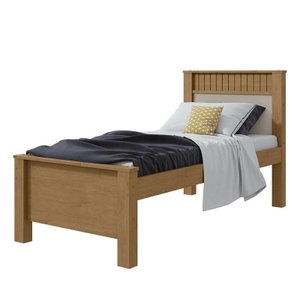 Cama Solteiro Athenas Amêndoa/Off White - Móveis Lopas