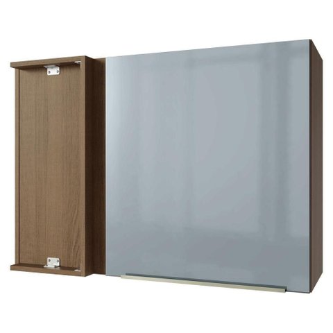 Armário Aéreo de Canto 1 Porta Rustic/Cinza Lux Madesa